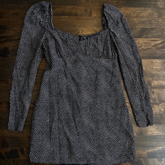 ZARA DRAPED POLKA DOT DRESS TRF - Picture 6 of 16